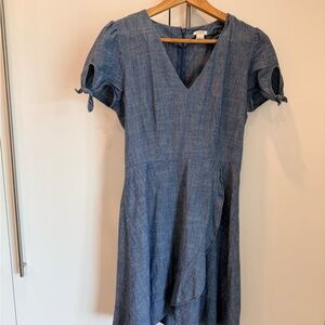 J. Crew Chambray Denim V-Neck Mini Dress - Size 2 - Blue